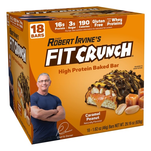[BRSWGEA6B4BWMDLV] FITCRUNCH Snack Size Protein Bars, 6-Layer Baked Bar, 3g of Sugar & Soft Cake Core (18 Bars, Caramel Peanut)