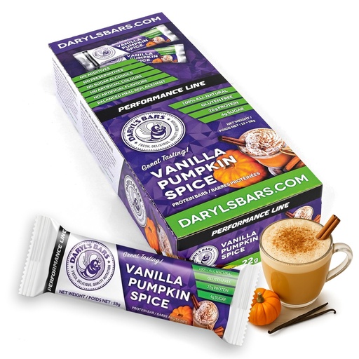 [BRSWGAD7OQPQICQU] Daryl's Bars, Vanilla Pumpkin Spice On the Go Whey Protein Bars, Gluten Free, 22gr of Protein Snack, Meal Replacement, Pack of 1