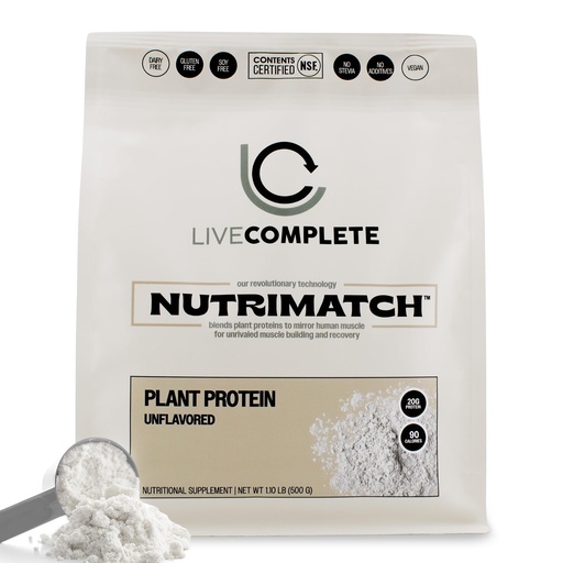 [BRSREGLQCIAW2G35] NutriMatch™ Plant Protein Powder – Unflavored | 18 Servings - 20g | Vegan, 100% Plant-Based, Complete Protein with 96% Match Rate™