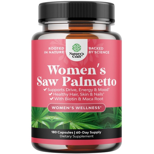 [BRSRAAYPOIMBEYIZ] Extra Strength Saw Palmetto for Women - DHT Blocker Restoring Hair Vitamins for Hair Health - 500mg Pure Saw Palmetto Capsules with Maca Root & Biotin for Stronger Healthier Looking Hair 180 Count