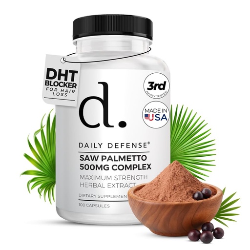 [BRSRAGQCDIPBAHI4] Saw Palmetto Hair Growth for Men & Women - Support to Help Maintain Normal Urination Frequency & Natural DHT Blocker to Help Prevent Hair Loss 500Mgs - (100 Capsules)