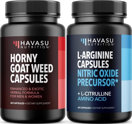 [BRSREGT3AUFQEFAU] HAVASU NUTRITION Horny Goat Weed Capsules for Men & Women (30 Servings) & Saw Palmetto 500mg L-Arginine 500mg Complex (30 Servings)