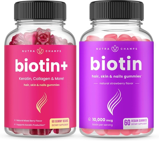 [BRSRAZT4DJ4GAFD2] NutraChamps Biotin+ & Biotin. The Complete Duo for Hair, Skin and Nails.