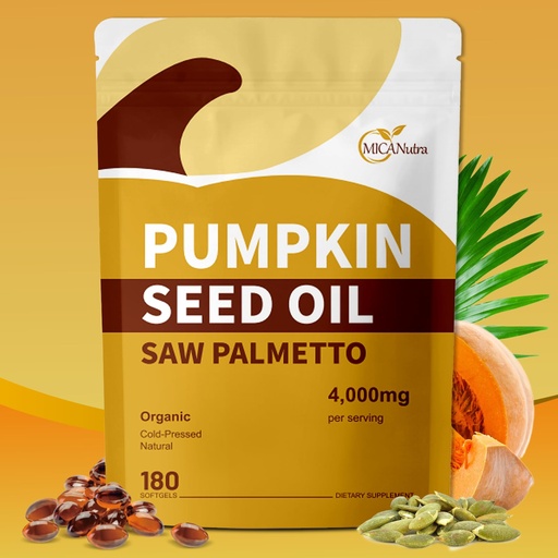 [BRSRYYYQBAARMGT6] Pumpkin Seed Oil with Saw Palmetto Capsules, 4000 mg, 180 Softgels/Bag, Organic, Cold Pressed, DHT Blocker, Supports the Health of Hair, Urinary Tract, Bladder and Prostate, GMO Free