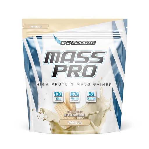 [BRSWG2YYBUGQGCQ2] G6 Sports Nutrition Mass Pro High Protein Mass Gainer (64g Protein, Avocado Powder, Coconut Oil Powder, MCT Oil Powder) – 6.76lb Bag – Vanilla