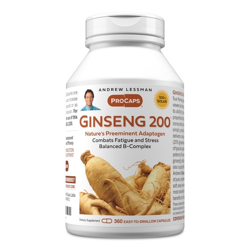 [BRSRAAIKBZYQIA3V] ANDREW LESSMAN Ginseng 200mg - 360 Capsules - Standardized Extract to Support Well-Being. Adaptogen, Combats Fatigue and Stress. Gentle, Small, Easy-to-Swallow Capsules. No Additives