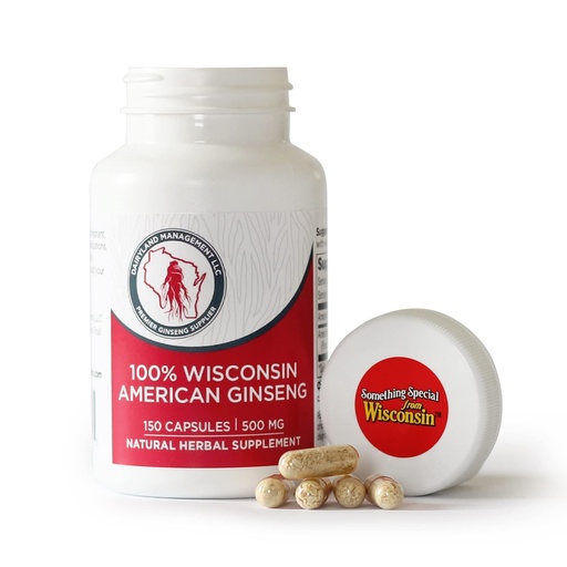 [BRSWYY3YA4NQ2E3B] Dairyland American Ginseng Capsules - 150 ct, 500 mg - Wisconsin Ginseng Complex Capsules - Authentic American Ginseng Root Extract - Ginseng Capsules for Use as a Daily Immune Support Herb Supplement