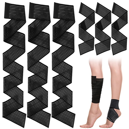 [BRSW2AT3CIDR4DTH] Unittype 6 Pieces 2 Size Elastic Calf Compression Bandage Sport Leg Compression Wraps Sleeve Adjustable Support Knee Brace for Men Women Stabilising Ligament Joint Pain, Ankle Elbow Wrist Replacement