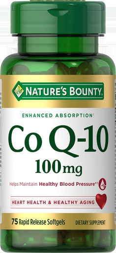 [BRSWIYADCIFROYA3] Nature's Bounty CoQ10, Helps Maintain Healthy Blood Pressure, 100 mg, Rapid Release Softgels, 75 Count
