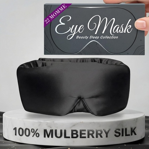 [BRSREZQRCJ7BQYL4] SLEEP SANCTUARY 100% Pure Mulberry Silk Sleep Mask - 22 Momme Light Blocking Hook & Loop Silk Eye Mask for Sleeping - Secure Fit for Side Sleepers, Women & Men - Cloud Soft (Black)