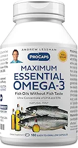 [BRSWGZT6CAPBO23V] ANDREW LESSMAN Maximum Essential Omega-3 Mint - 180 Softgels - Ultra-Pure, High Potency Omega-3 Oils. High DHA, No Stomach Upset, No Contaminants, No Mercury. Small Easy to Swallow Softgels