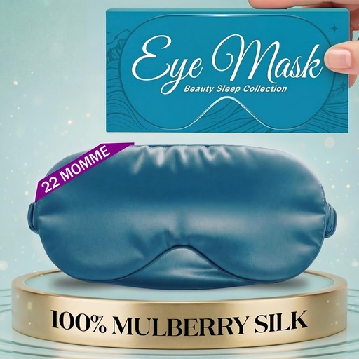 [BRSREZQRCEHQGHT7] SLEEP SANCTUARY 100% Pure Mulberry Silk Sleep Mask - 22 Momme Light Blocking 3D Contour Silk Eye Mask for Sleeping - Secure Fit for Side Sleepers, Women & Men - Cloud Soft (Peacock Blue)