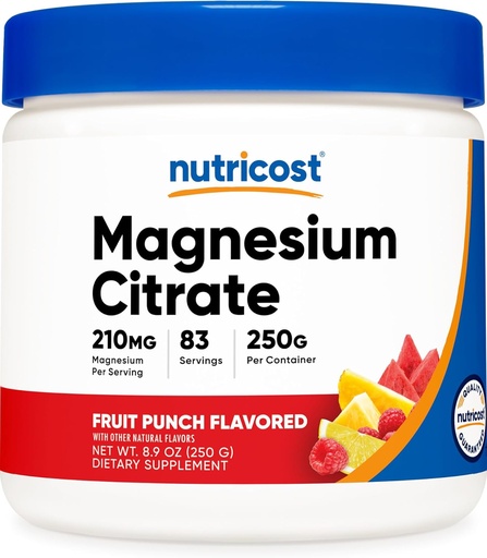 [BRSW2ZA5OEPBQE3V] Nutricost Magnesium Citrate Powder (Fruit Punch, 250 Gram)