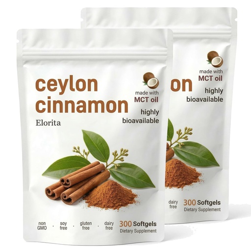 [BRSRGBIZCACAA236] Elorita Ceylon Cinnamon Softgels with MCT Oil - 300 Softgels (2PCS)