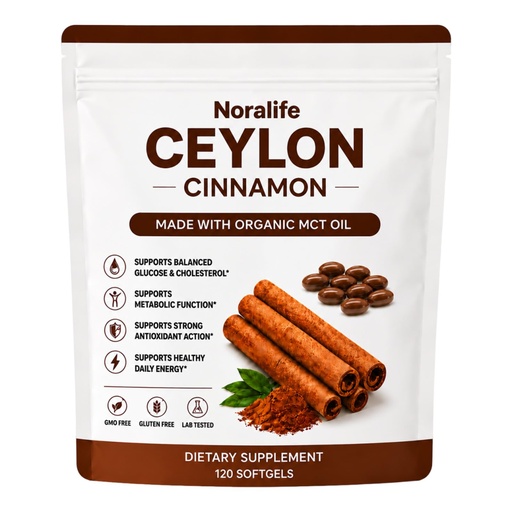 [BRSRYZARAVYRYADD] Noralife Ceylon Cinnamon with Mct Oil, 120 Count (1Pcs)
