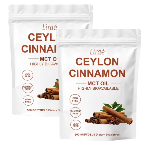 [BRSRGZQFCMCWCCQ2] LIRAE Ceylon Cinnamon Ceylon Cinnamon Soft Gels Equivalent with Mct Oil, Highly Bioavailable Herbal Extract | Non-GMO, Gluten Free | 300 Softgel (2)