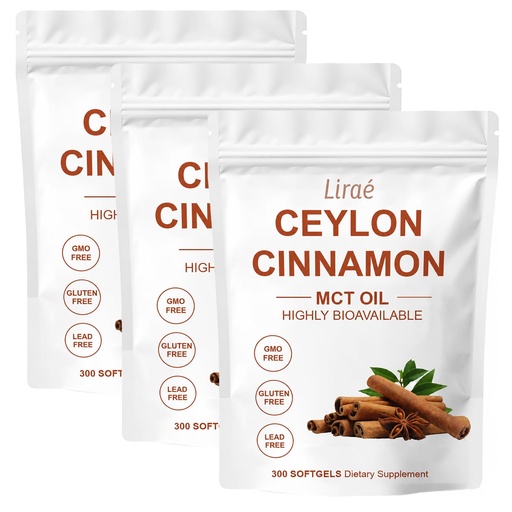 [BRSRGZQFCMHRMF36] LIRAE Ceylon Cinnamon Ceylon Cinnamon Soft Gels Equivalent with Mct Oil, Highly Bioavailable Herbal Extract | Non-GMO, Gluten Free | 300 Softgel (3)