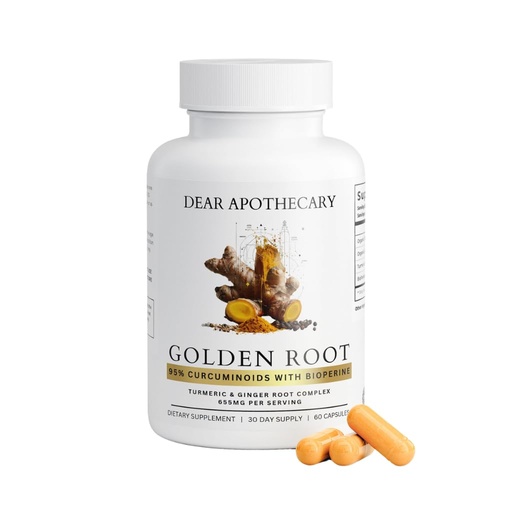 [BRSRGAIYOQARQ23P] Golden Root - Turmeric Curcumin 95% with BioPerine & Ginger, Organic Turmeric Supplement, 655mg Per Serving, 60 Capsules, Vegan, Non-GMO, Gluten Free, Made in USA