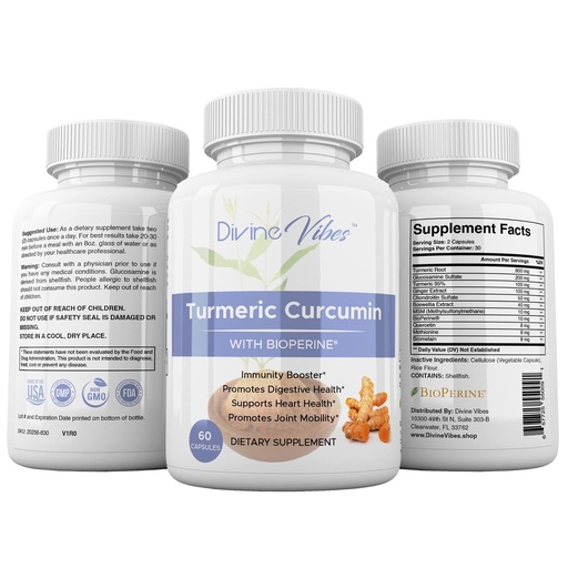 [BRSW2ZYDAUCQOCA4] Turmeric Curcumin with BioPerine, Ginger 95% Standardized Curcuminoids with Black Pepper - Proprietary Blend for Max Absorption, Natural Joint Support, Tumeric Extract Supplement - Gluten Free Non-GMO