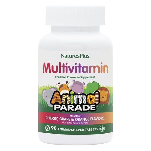 [BRSWKGACCAARU33K] NaturesPlus Animal Parade Children's Chewable Multivitamin - 90 Animal-Shaped Tablets, Pack of 2 - Natural Assorted Flavors - Vegan, Gluten Free - 90 Total Servings
