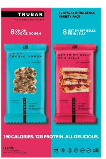 [BRSRAGAOB4FB4233] PRO4ALL TruBar Protein ~ Oh Oh Cookie Dough ~ Get In My Belly, PB & Jelly ~ 1.76 Ounce Bars ~ 16 total Bars