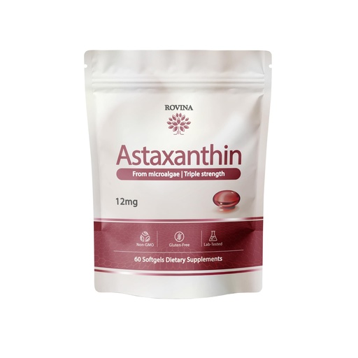 [BRSRYZQEBV4AAHLB] ROVINA Astaxanthin 12mg Softgels from Microalgae - Triple Strength Antioxidant Supplement for Eye, Skin, Immune & Joint Support - Non-GMO, Gluten Free Astaxanthin Supplements, 60 Softgels