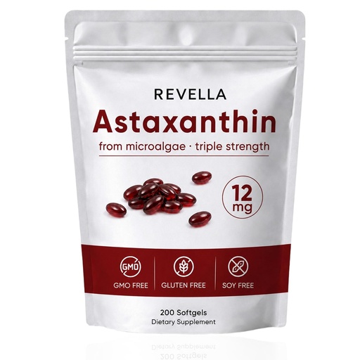 [BRSRYYD7AEFQEELK] Revella Astaxanthin, Body Flexibility Support, Eye & Skin Health, Immune, Internal Circulation, Vitality Support, Non-GMO- 200 Softgels(1 Pack)