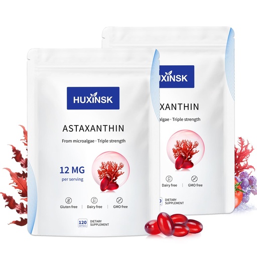 [BRSRGY3QOAGRE3YU] Astaxanthin 12mg Softgels – 120 Capsules, 4-Month Supply – Natural Microalgae Antioxidant for Skin, Eye & Heart Health – Non-GMO, Vegan,2 Bags