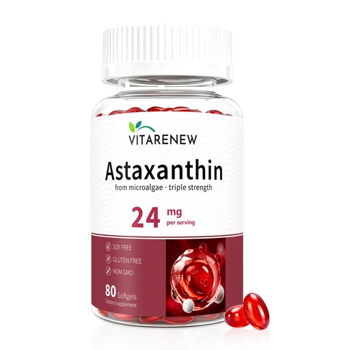 [BRSRGCQQPMHR4YDH] Astaxanthin 24mg Complex with Phosphatidylcholine, Lutein & Vitamin E – High-Absorption Softgel for Eye, Joint, Skin & Cognitive Health, 80 Softgels, Non-GMO
