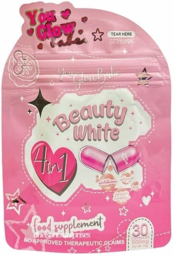 [BRSREED3BN5QMCA2] You Glow Babe Beauty White 4 in 1 Glutathione Capsules, 30 Count