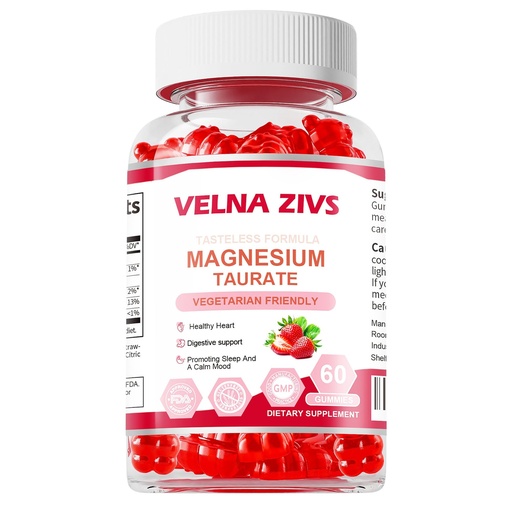 [BRSROAIPCIFQIAL5] Magnesium Taurate Gummies 1800mg, Magnesium Taurate Supplement, High Absorption& chewable for Kid and Adults, Muscle and Heart Health Support, Vegan, Gluten Free, 60 Counts