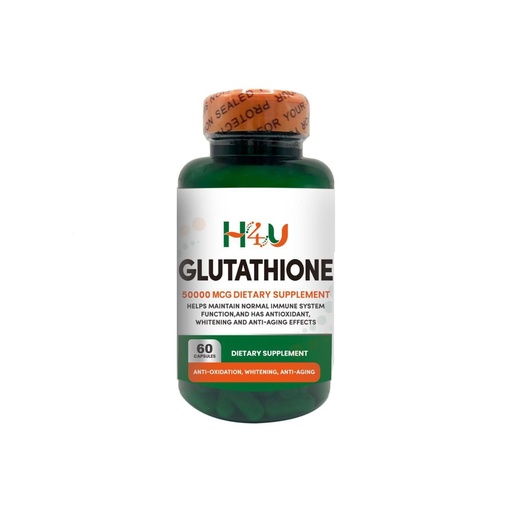 [BRSRAFIBCIMQE3YV] H4U Glutathione 50000 mcg Capsules, Antioxidant, Whitening, Anti-Aging, 60 Count