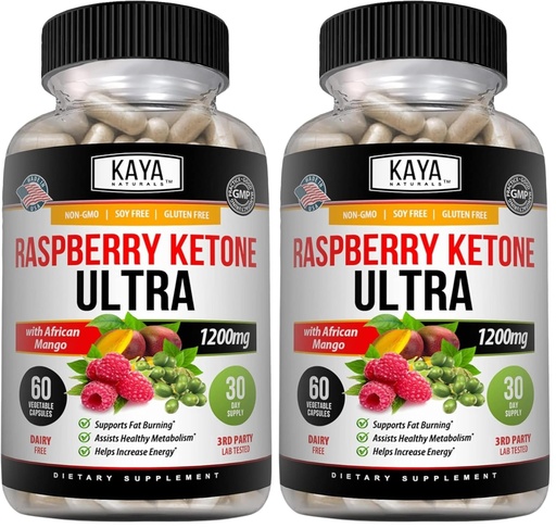 [BRSREAAFCBYBUCY6] Kaya Naturals Keto Diet Raspberry Ketone - Weight Loss Supplement, Appetite Control, Boost Metabolism - 60 Count (Pack of 2)