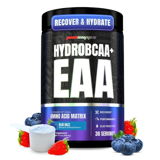 [BRSWYFLYDJYQEYI6] ProSupps HydroBCAA Essential Amino Acids Powder, Blue Raspberry - Workout Supplement with BCAA, EAAs & Electrolytes for Hydration & Recovery - Stimulant-Free, Soy & Gluten-Free - 30 Servings