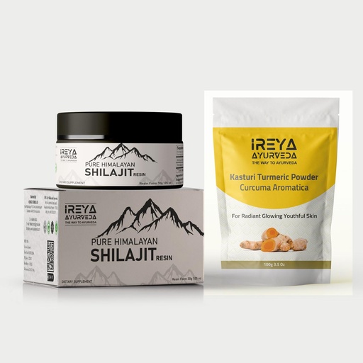 [BRSRAY36AB7AG3IY] Kasturi Manjal Powder for Skin and Himalayan Shilajit Resin