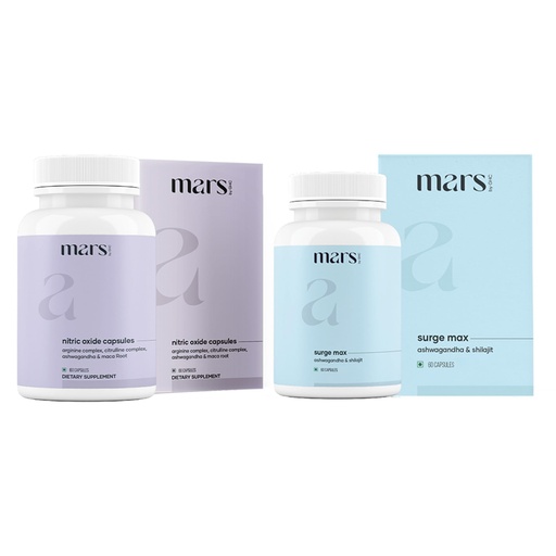 [BRSRGAIYDEIWA3I2] mars by GHC Nitric Oxide Capsules + Surgemax Ashwagandha Shilajit Capsules | Virtual Bundle Pack