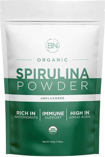 [BRSWECQ3DEAWMCY4] Spirulina Powder Organic 225g - 64 Servings 3.5g Serving Size - USDA Certified - RAW Nutrient Dense Over 70% Protein Per Serving - Purest Source Vegan Protein - Superfood