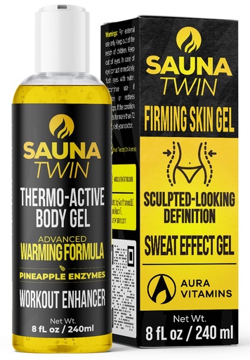 [BRSRGAL5OAOWGDQZ] Sauna Twin Thermo-Active Body Gel Waist Trimmer Sweat Effect Warming Workout Enhancer for Trainer Band Wrap Massage Firming Circulation Performance Exercise Routine Faster Results 8 fl oz