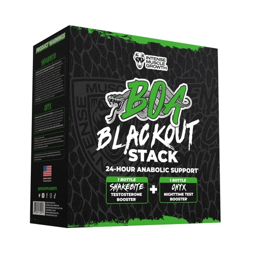 [BRSRGBQTA4PA42A2] BOA Blackout Stack Testosterone Booster Combo | Day & Night Performance Formula | Snakebite Test Booster + Onyx Nighttime Blend | Muscle, Strength & Recovery | 2 Bottle Stack