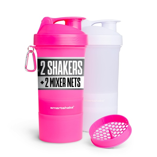 [BRSRGBATCEBQI3D2] Smartshake Original 4 Pack 600 ml/20 oz Protein Shaker Bottle | Silent Mixing, Leak-Proof Shaker Bottle | Shaker Cups For Protein Shakes | Gym Shaker Bottle | BPA-Free, Dishwasher Safe | Pink & White