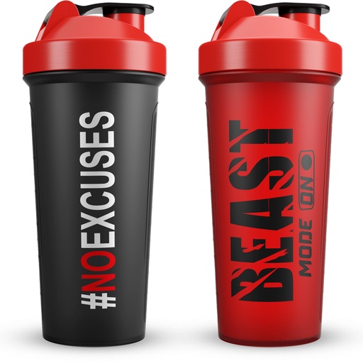 [BRSW2AT4PICQO2TK] Jeela Sports 2 Pack Protein Shaker Bottles, 24 Oz, Leakproof, BPA-Free, Dishwasher Safe, Plastic, Ideal for Workouts, Gym, Smoothies