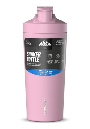 [BRSRAFIDCQJRMA3J] Hydrapeak Insulated 26oz Shaker Bottle, Gym Protein Shake Mixer, Stainless Steel, Pink