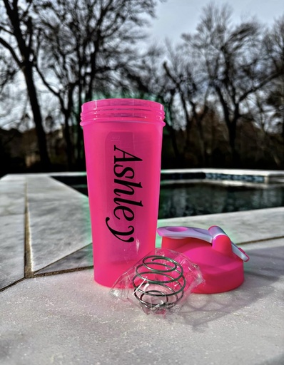 [BRSRAALYBYPBSCY6] Premium Protein Shaker Bottle with Metal Mixer, 24 oz, BPA-Free (Hot Pink)