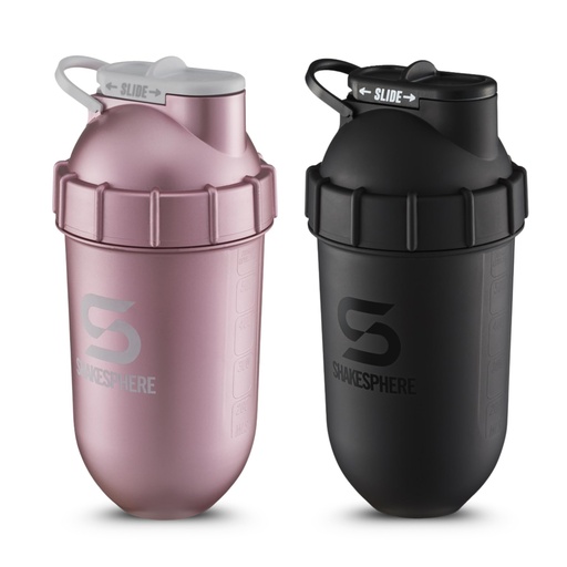 [BRSRGYYHAAMWGHLJ] SHAKESPHERE Shaker Bottle Bundle – Rose Gold & Matte Black, 24oz Leakproof Protein Shakers