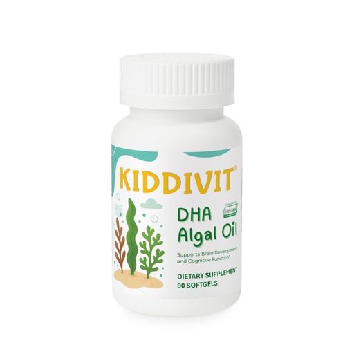 [BRSREBAFDMBAMGTZ] Algal Oil DHA Softgels for Kids – Plant-Based Omega-3 from Algae, 100 mg DHA per Softgel – Supports Brain, Eye, and Nervous System Development – Vegan – 90 Softgels