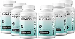 [BRSROCYKBUMAYD3H] Magnesium Bisglycinate 200mg - High Absorption Chelated Magnesium Supplement - Gentle on Stomach, Gluten-Free, Supports Sleep, Muscle Cramps & Positive Mood - 120 Capsules (Pack of 6)