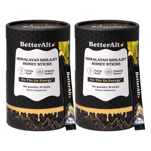 [BRSRABIPCQFWK2TD] Better Alt Pure Himalayan Shilajit Honey Sticks (2 Pack) | Easy to Consume Shilajit| Energy Boost & Immune Support, 85+ Trace Minerals, 75%+ Fulvic Acid | 60 Sticks