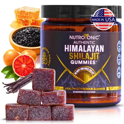 [BRSRMCQEOAPG2DI4] Organic SHILAJIT Gummies by NutroTonic | Cane Sugar Free, Sweetened by Organic Manuka Honey | Clean Formula | Natural Fulvic & Humic Acid | Heart & Brain, Cellular Health | 30 Healthy Gummies (1)