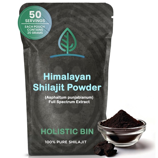 [BRSWYYA5OEBWMYL6] Holistic Bin Raw Himalayan Shilajit Powder - Shilajit Extract (Asphaltum Punjabianum) - No Fillers, Rich in Fulvic Acid & Trace Minerals - Premium Supplement for Energy & Wellness - 25 Servings