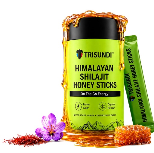 [BRSRECQQOUFWGYLA] Trisundi® Himalayan Shilajit Honey Sticks – Organic Honey Energy Booster with Fulvic Minerals – Natural Performance Support, On-the-Go Nutrition, 30 Pack